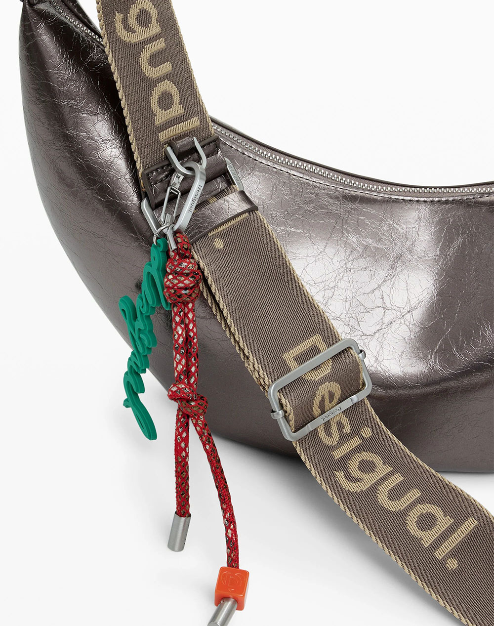 DESIGUAL BAG_HALF LOGO ZANTE DARK SILVER WOMENS BAG