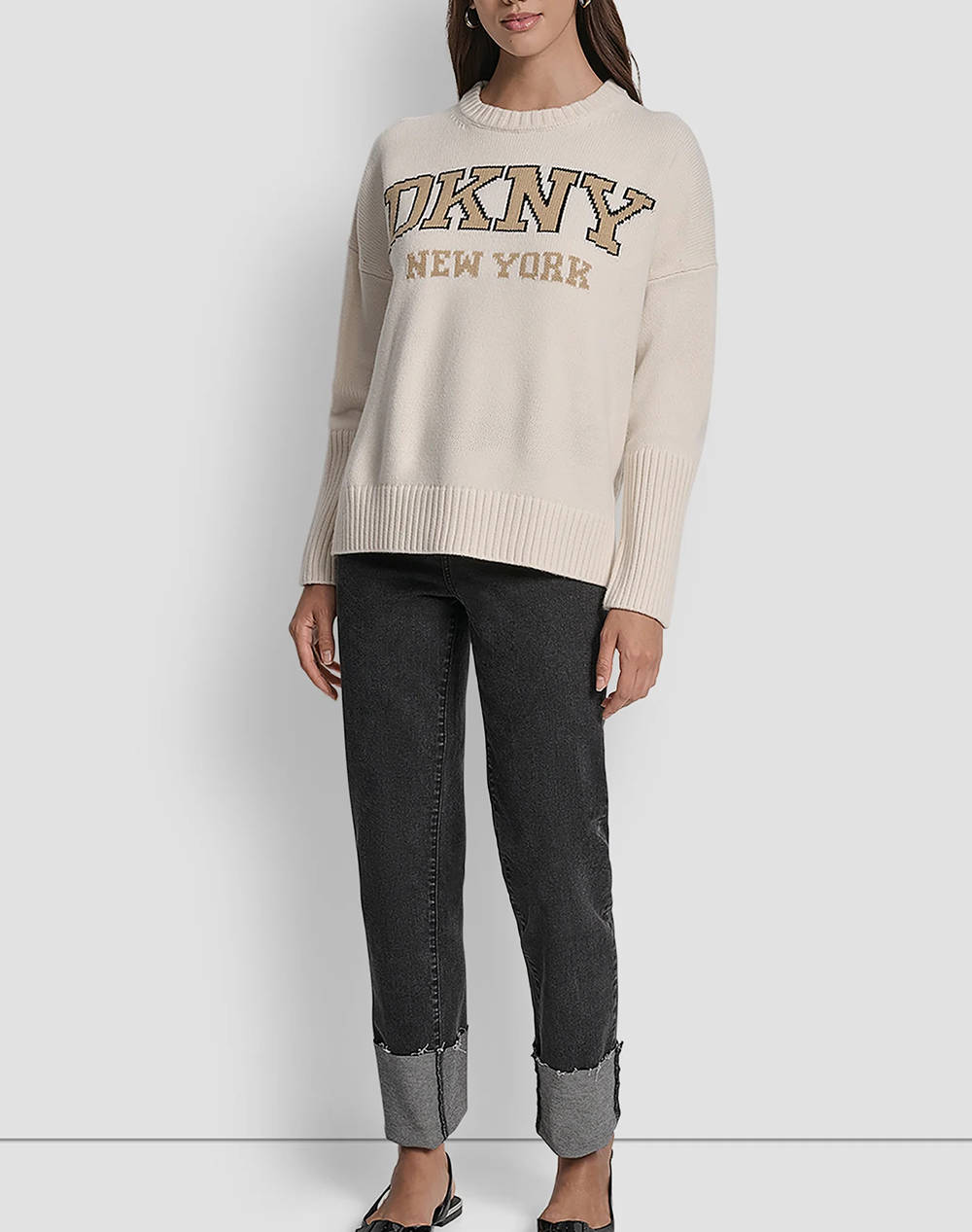 DKNY DJ4R0362 LOGO ДЪЛЪГ ПУЛОВЕР DKNY