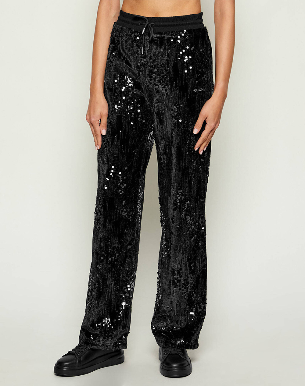 GUESS SEQUINS WIDE LEG PANTS WOMENS PANTS