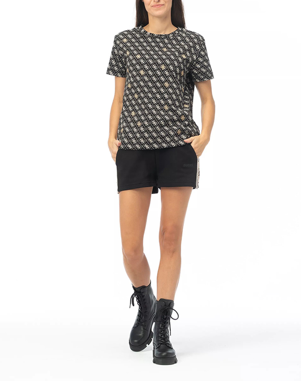 GUESS 4G RHOMBUS STUDS SS T-SHIRT ДАМСКА БЛУЗА