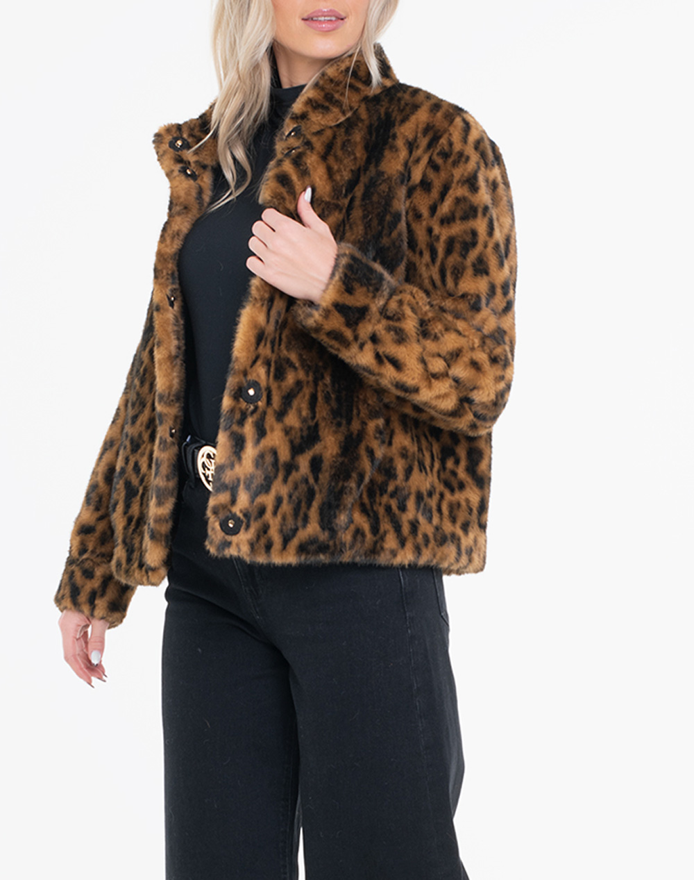 GUESS LUNA FAUX FUR LEOPARD ДАМСКО ПАЛТО