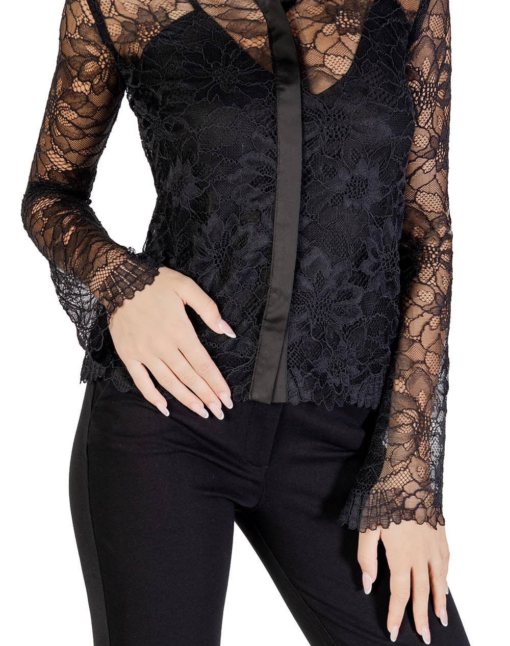 GUESS LS ANTOINETTE LACE SHIRT WOMENS SHIRT
