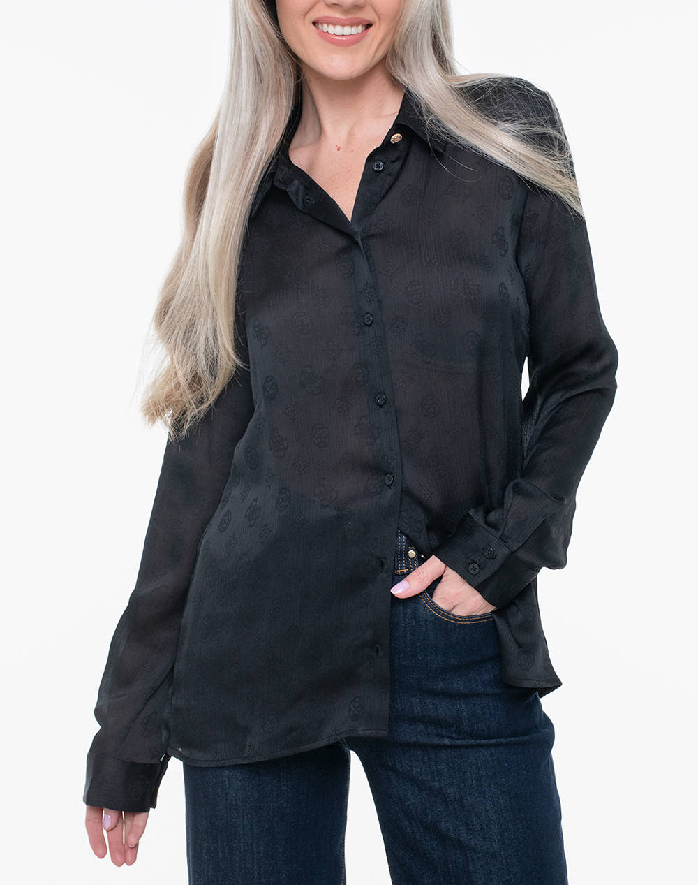 GUESS LS MARTHE LOGO SHIRT WOMENS SHIRT
