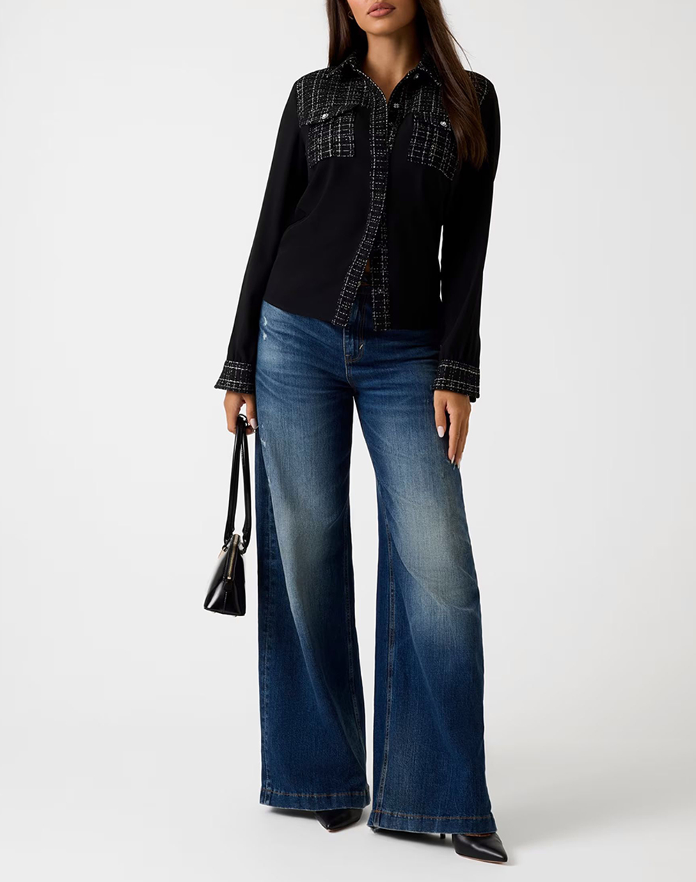 GUESS SANDRA MIX TWEED SHIRT ДАМСКА РИЗА