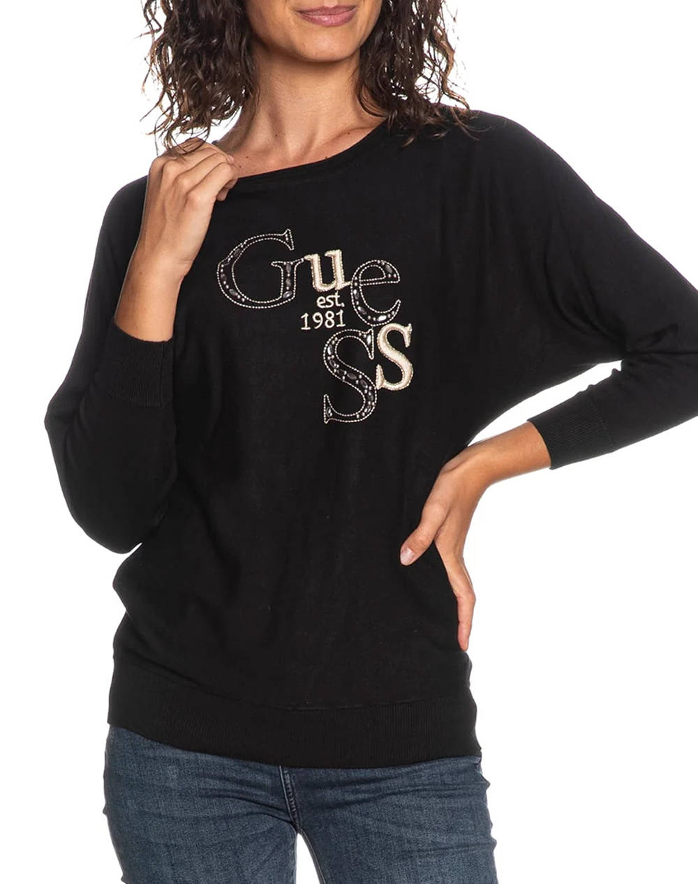 GUESS BAT SLEEVE KASSIDY LOGO SWTR ПЛЕТЕНИ ДАМСКИ ДРЕХИ
