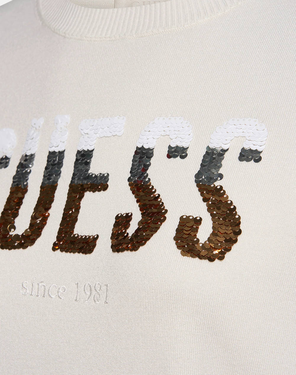 GUESS SS CN LAYLA BOXY LOGO SWTR KNITTED WOMENS CLOTHING