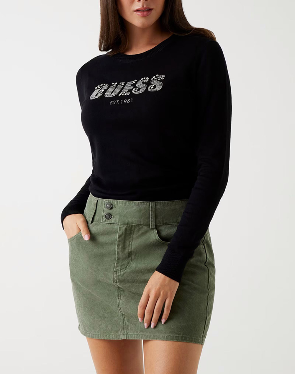 GUESS LS CN REYNA LOGO SWTR ПЛЕТЕНИ ДАМСКИ ДРЕХИ