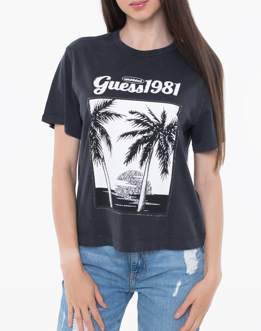 GUESS SS PALM PRINT WASHED TEE МЪЖКА ТЕНИСКА