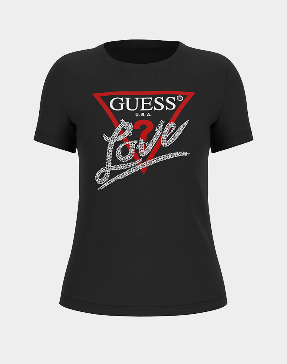GUESS SS CN PEARLS LOVE TRIANGLE TEE ДАМСКА БЛУЗА