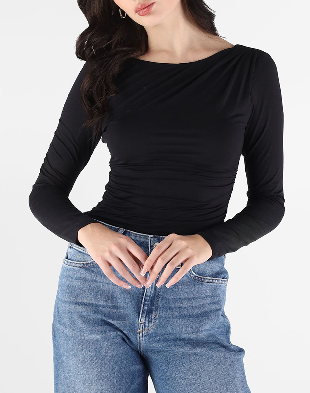 GUESS LS SHIRRING MAISIE TOP ДАМСКА БЛУЗА