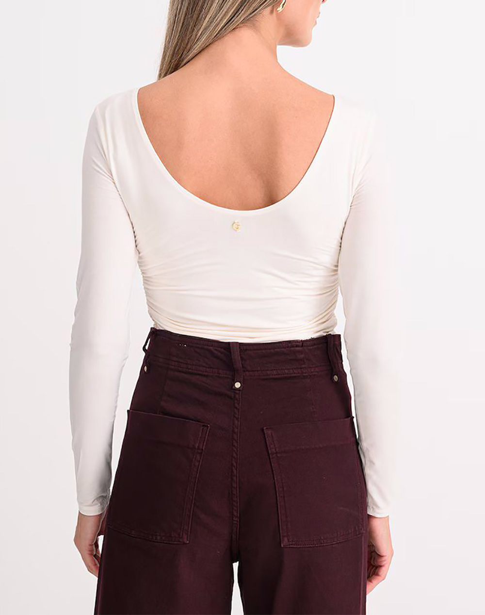 GUESS LS SHIRRING MAISIE TOP ДАМСКА БЛУЗА