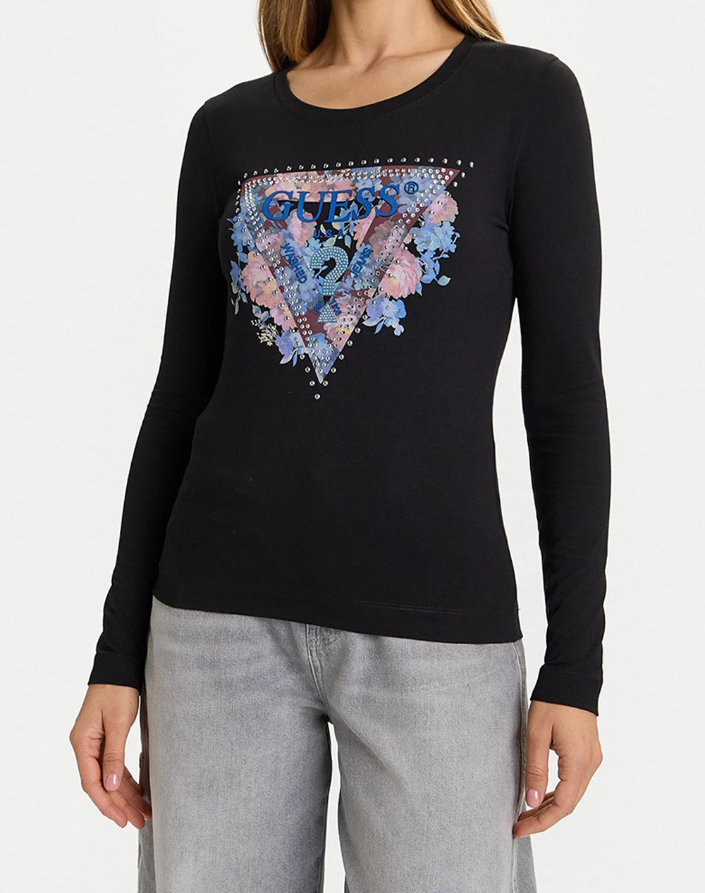 GUESS LS CN PEONY TRIANGLE TEE ДАМСКА БЛУЗА