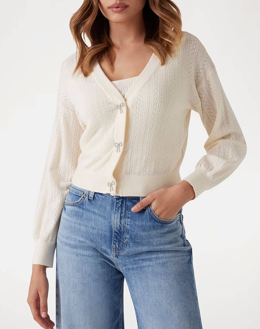 GUESS LS VN LYLA CARDI SWTR WOMENS JACKET
