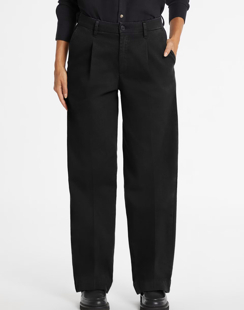 GUESS JEANS GJ WIDE LEG TROUSER - ECO ORG CO CLASSIC RG TWILL340 ДАМСКИ ПАНТАЛОНИ