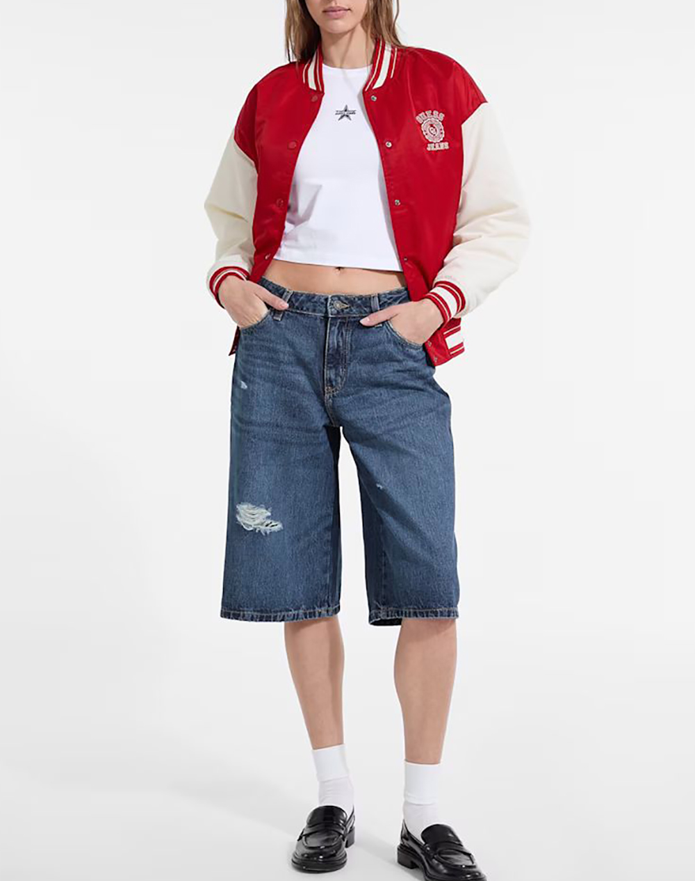 GUESS JEANS GJ VARSITY WITH EMBROIDERY ДАМСКО ЯКЕ