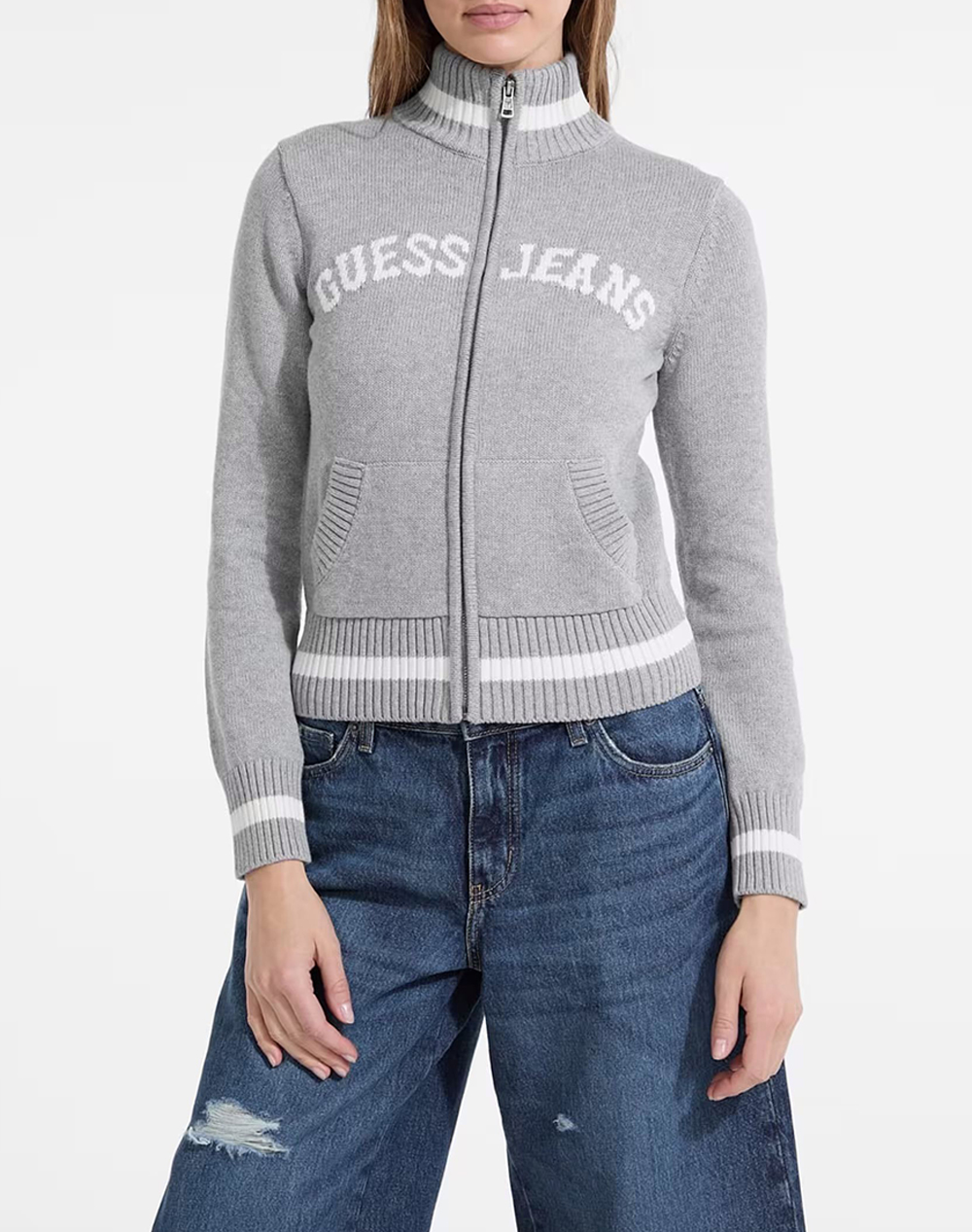 GUESS JEANS GJ LS ZIPPED INTARSIA SWTR ПЛЕТЕНИ ДАМСКИ ДРЕХИ