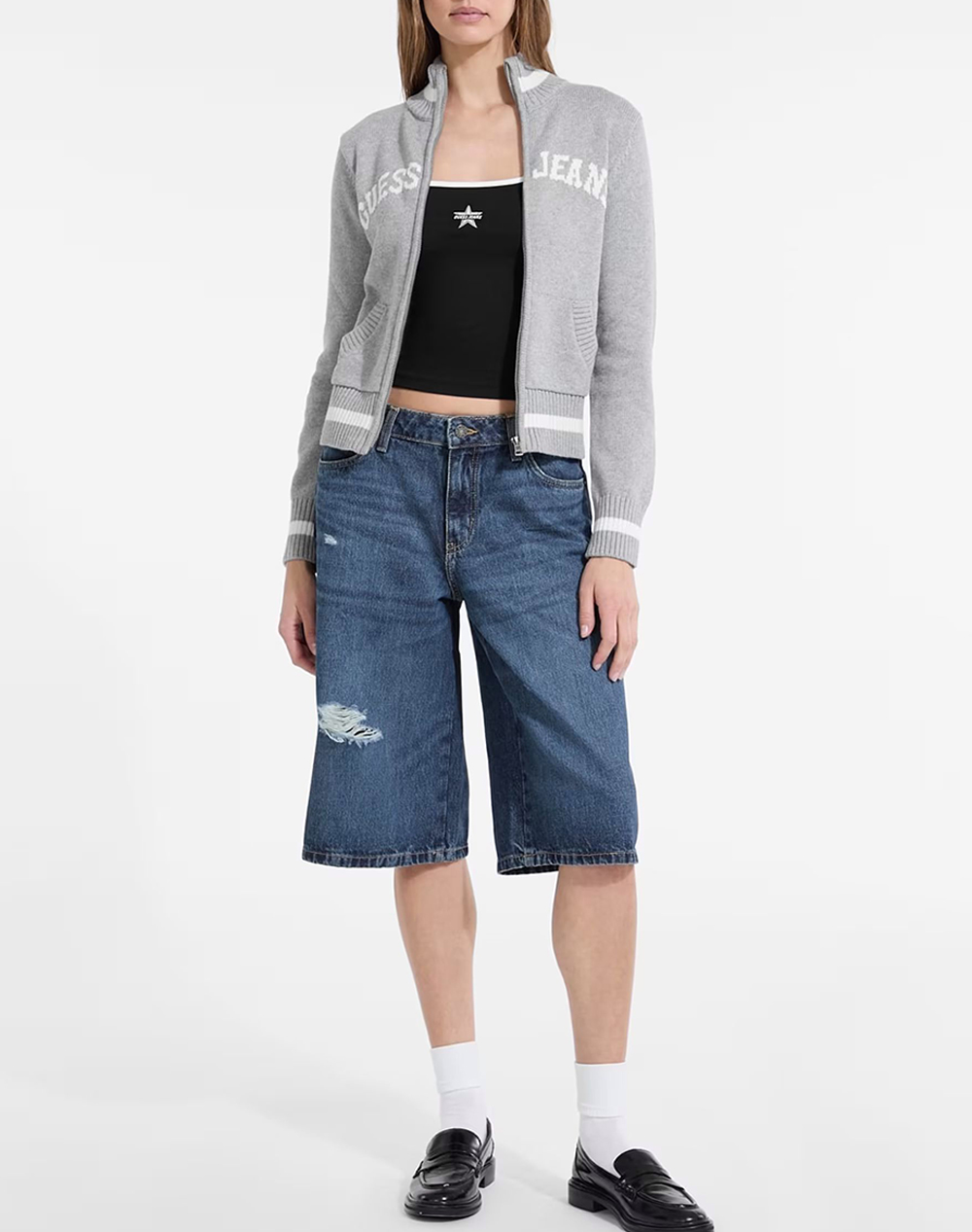 GUESS JEANS GJ LS ZIPPED INTARSIA SWTR ПЛЕТЕНИ ДАМСКИ ДРЕХИ
