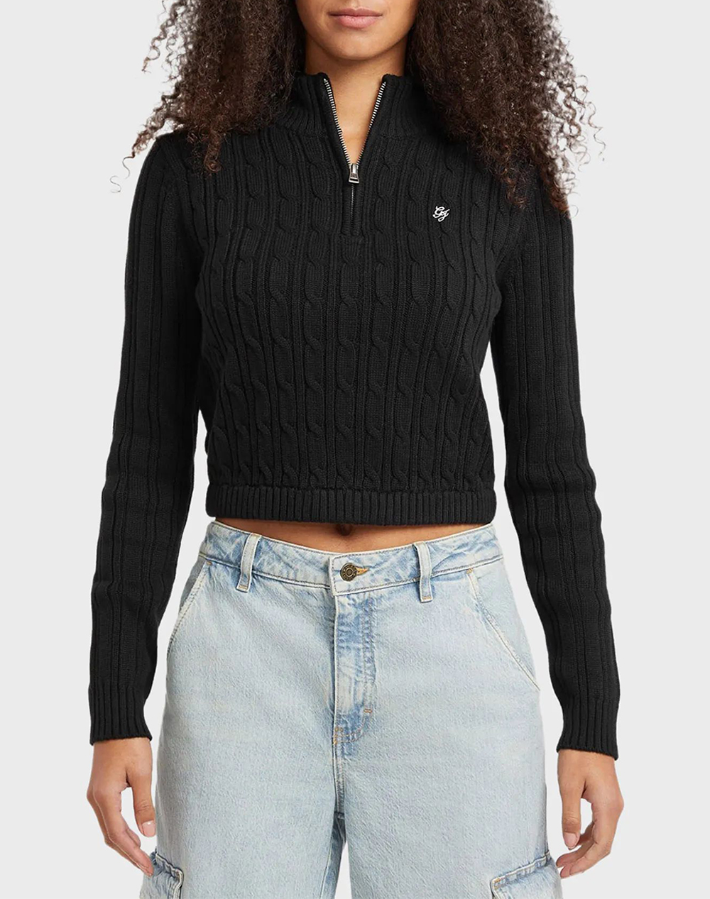 GUESS JEANS GJ LS HALF ZIP CABLE SWTR ДАМСКИ ПУЛОВЕР