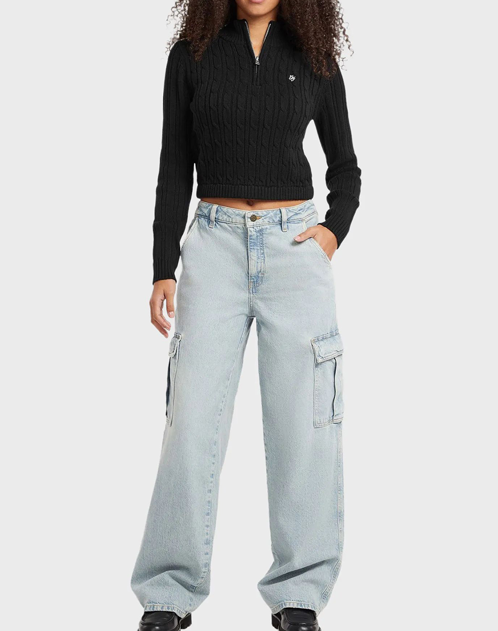 GUESS JEANS GJ LS HALF ZIP CABLE SWTR ДАМСКИ ПУЛОВЕР