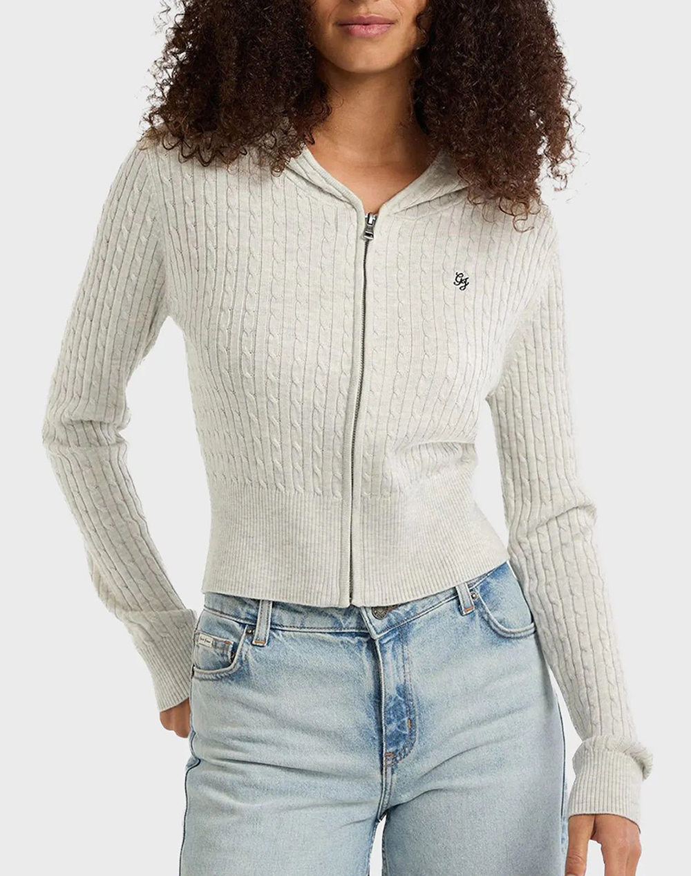 GUESS JEANS GJ LS CABLE HOODIE CARDI ДАМСКА ЖИЛЕТКА