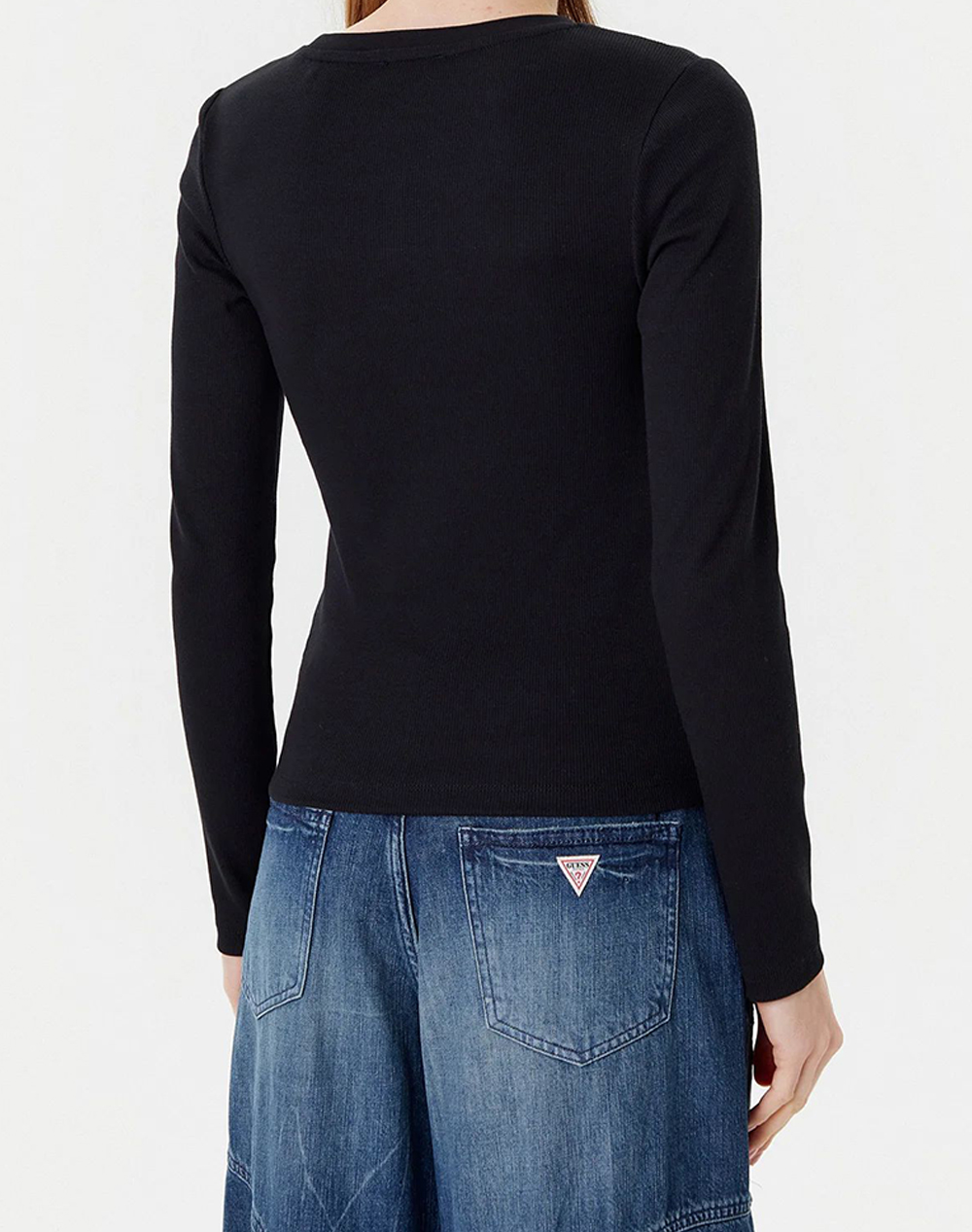 GUESS JEANS GJ LS CN EMBRO SLIM TOP ДАМСКА БЛУЗА