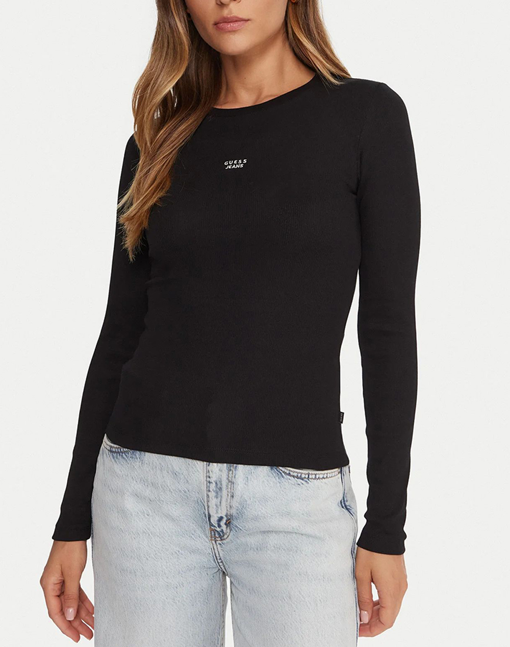 GUESS JEANS GJ LS CN EMBRO SLIM TOP ДАМСКА БЛУЗА