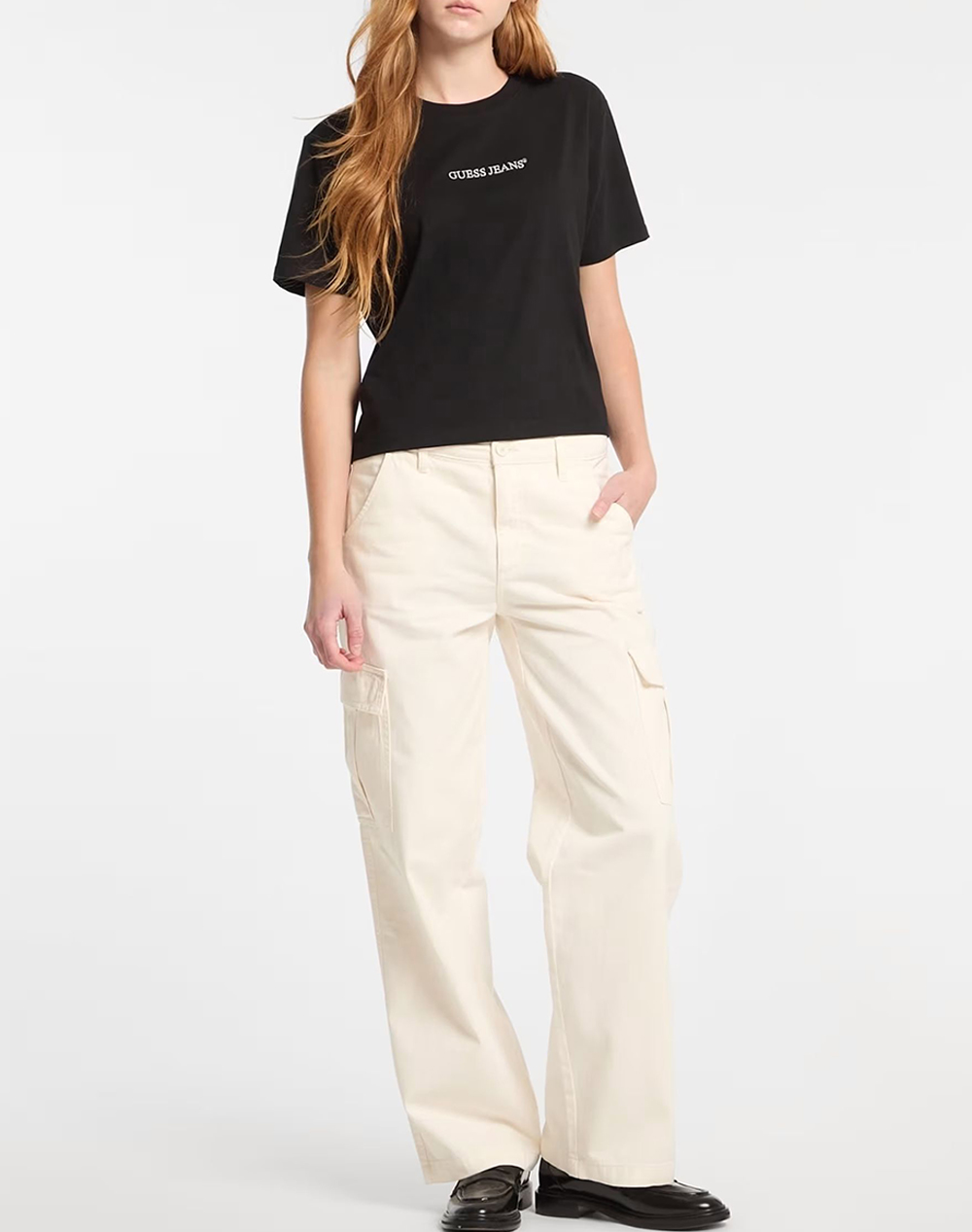 GUESS JEANS GJ SS CN BOXY EMBRO LOGO TEE ДАМСКА БЛУЗА