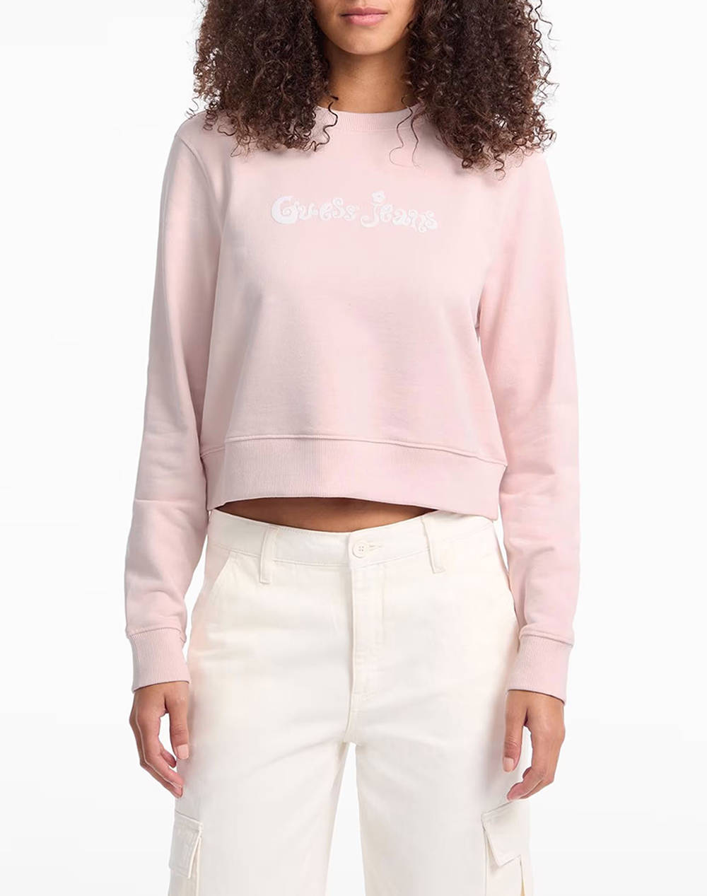 GUESS JEANS GJ CN CROPPED FLOWER SWEAT WOMENS SWEATSHIRT