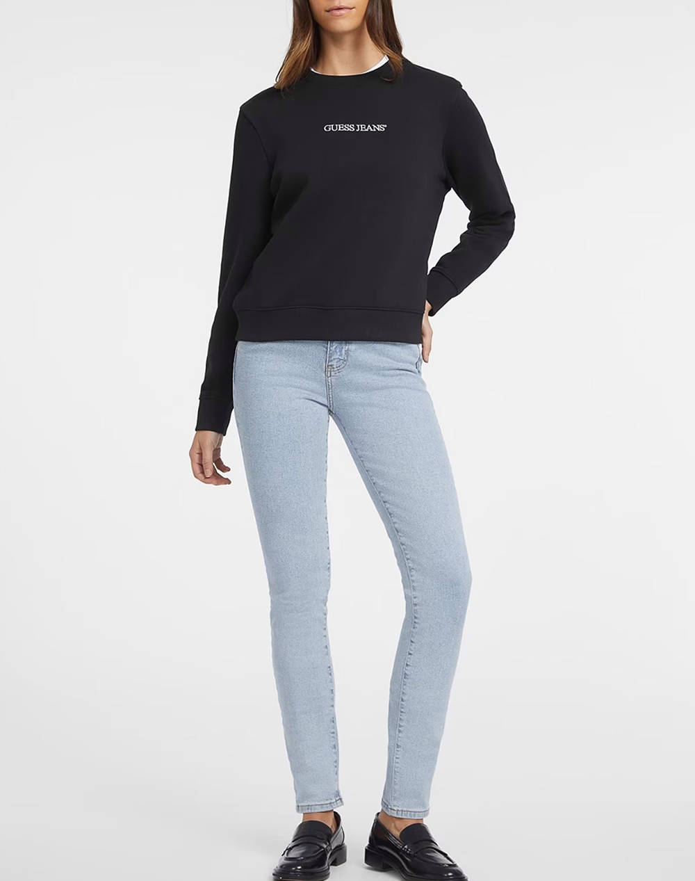 GUESS JEANS GJ CN REG LOGO EMB SWEAT WOMENS SWEATSHIRT