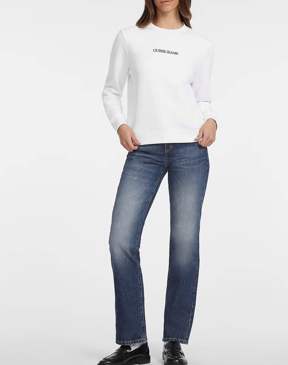 GUESS JEANS GJ CN REG LOGO EMB SWEAT WOMENS SWEATSHIRT