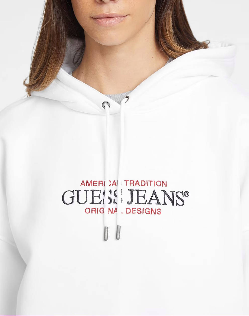 GUESS JEANS GJ HOOD OS AMERICAN TR SWEAT WOMENS SWEATSHIRT