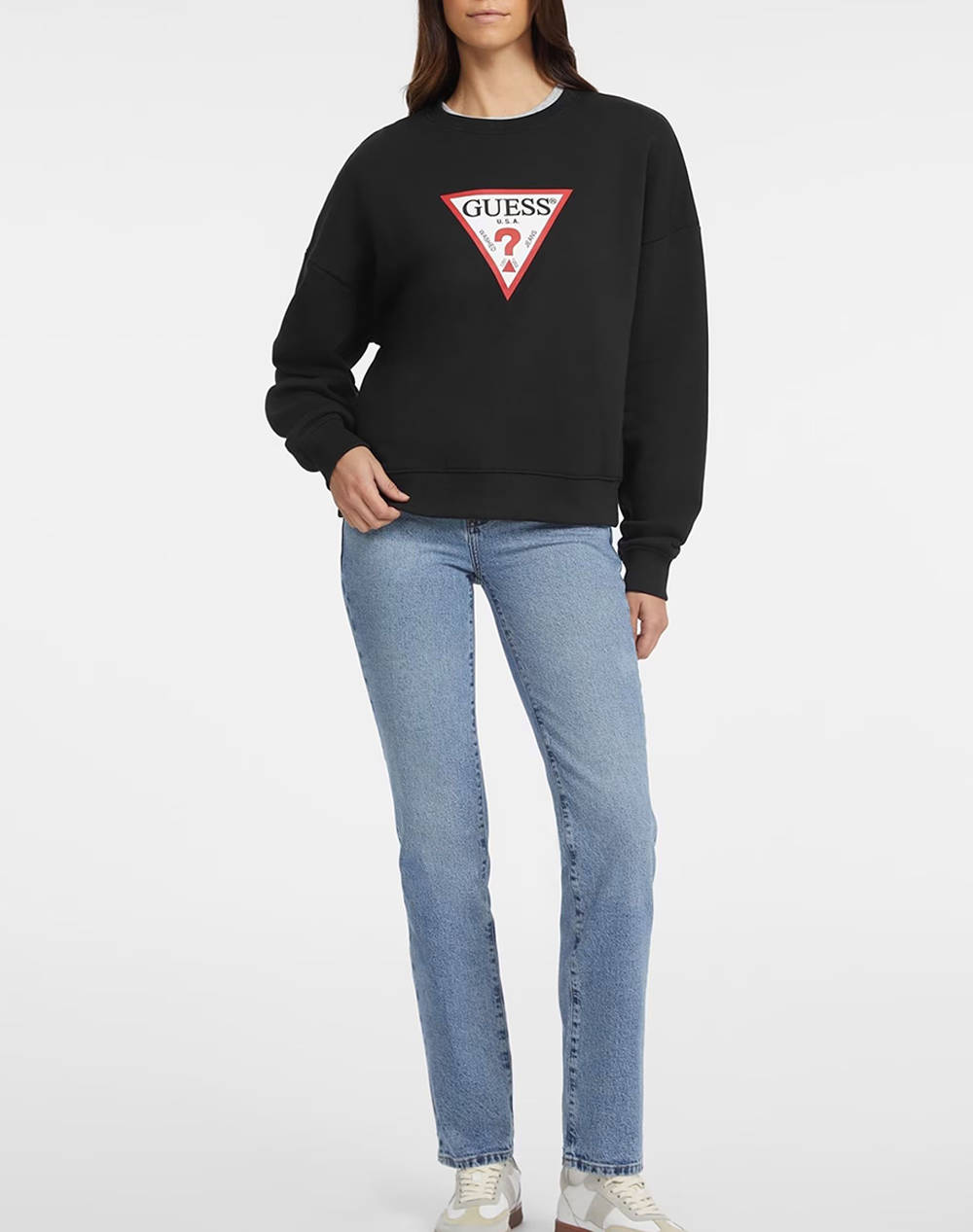 GUESS JEANS GJ CN OS ICONIC TRIANGLE SWEAT WOMENS SWEATSHIRT