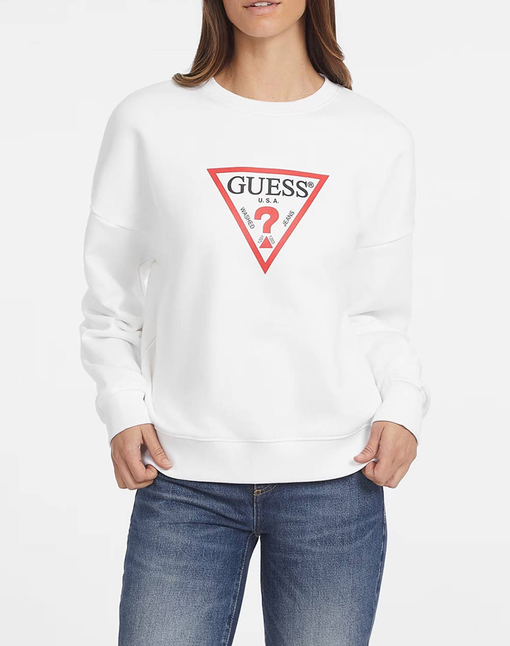 GUESS JEANS GJ CN OS ICONIC TRIANGLE SWEAT WOMENS SWEATSHIRT