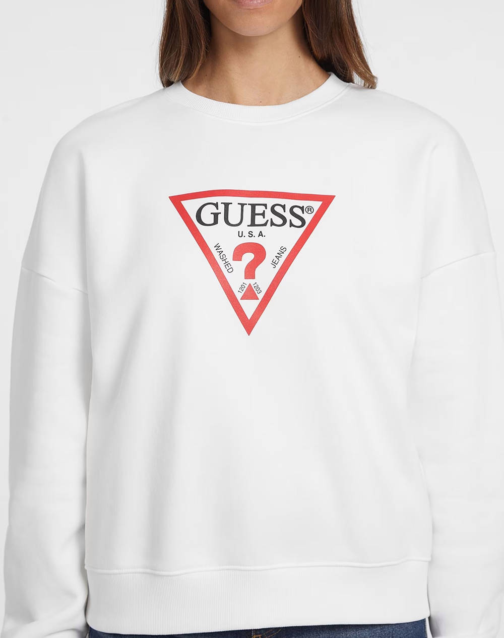 GUESS JEANS GJ CN OS ICONIC TRIANGLE SWEAT WOMENS SWEATSHIRT