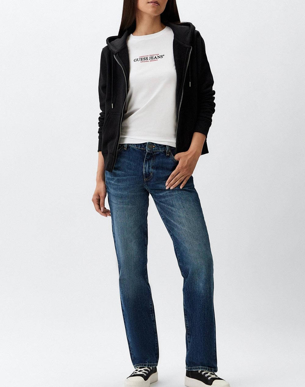 GUESS JEANS GJ ZIP HOOD REG MINI TRI SWEAT ДАМСКА ЖИЛЕТКА