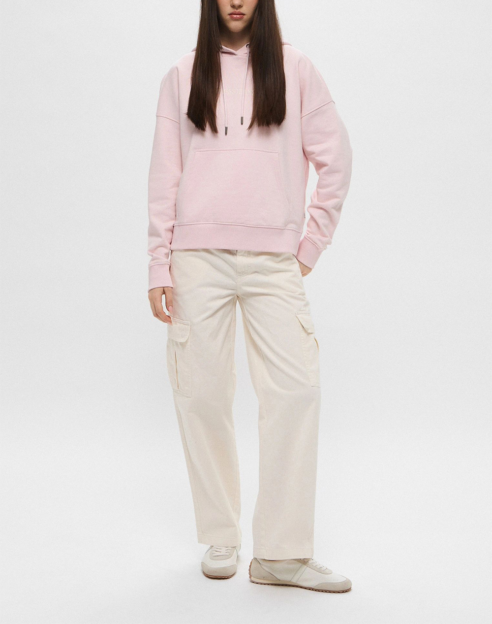 GUESS JEANS GJ OVER HOOD EMBRO SWEATSHIRT WOMENS SWEATSHIRT