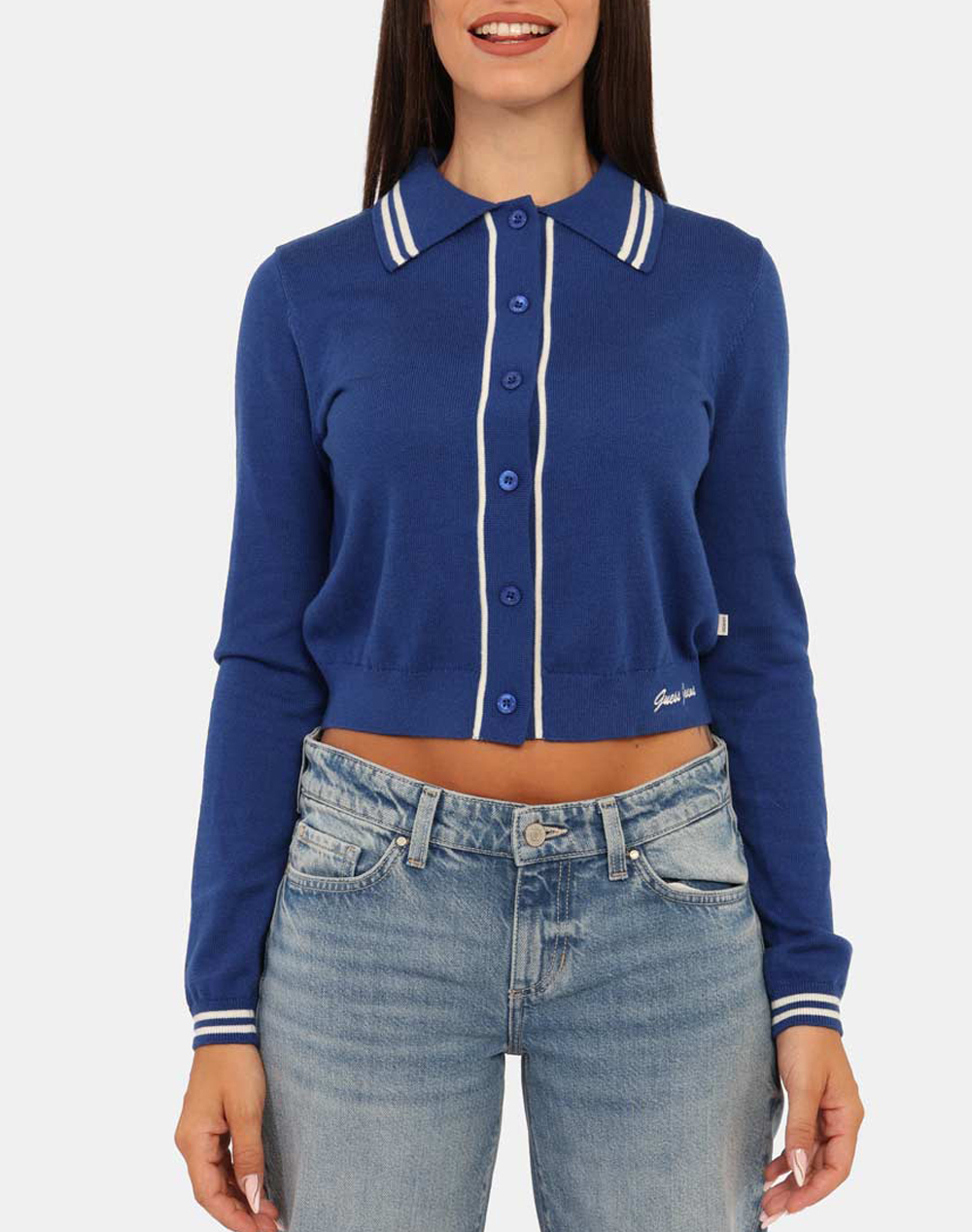 GUESS JEANS GJ LS POLO GUESS J EMB SWTR WOMENS JACKET