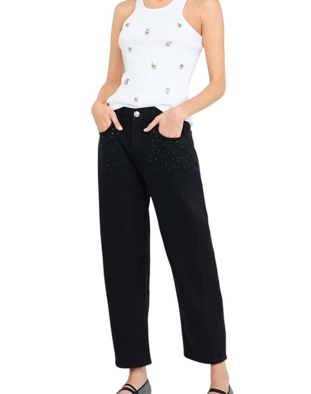 LIU JO DENIM_UF5D02_ECS PANT.BOY CULT STRASS ДАМСКИ ПАНТАЛОНИ