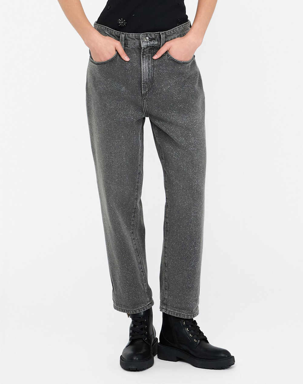 LIU JO BLACK_UF5D27_PANT.STRAIGHT FIT H.W. ДАМСКИ ПАНТАЛОНИ