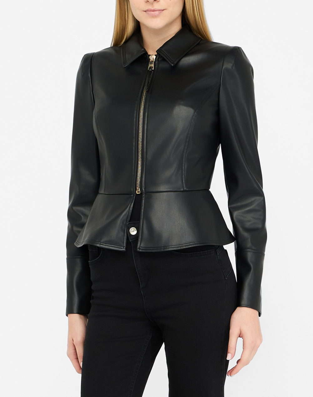 LIU JO BLACK_CF5C25_GIACCA SLIM FIT КОЖЕНО ДАМСКО ЯКЕ