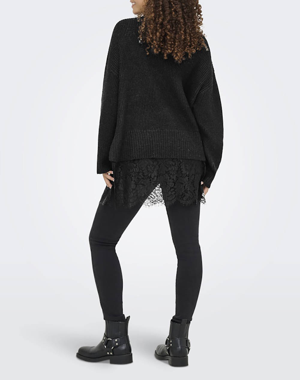 ONLY ONLVIVIA LS LIFE V-NECK LACE MIX KNIT