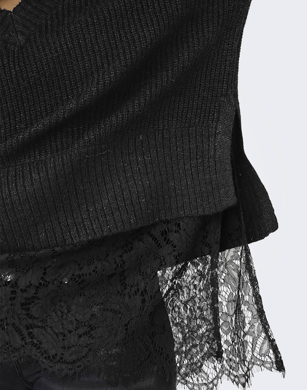 ONLY ONLVIVIA LS LIFE V-NECK LACE MIX KNIT