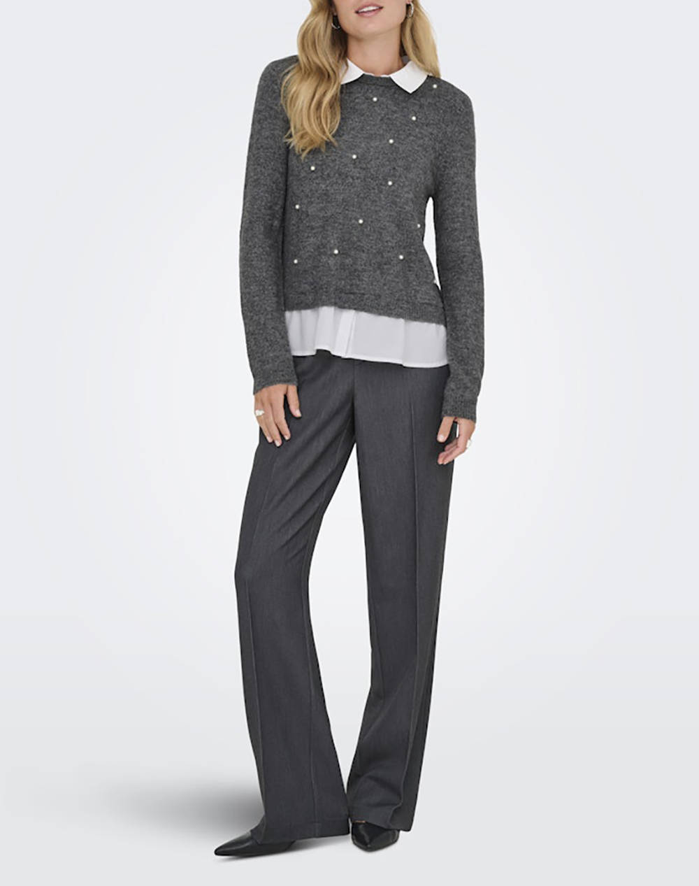 ONLY ONLDOLLY LS WOVEN MIX PEARL PULL CC KNT