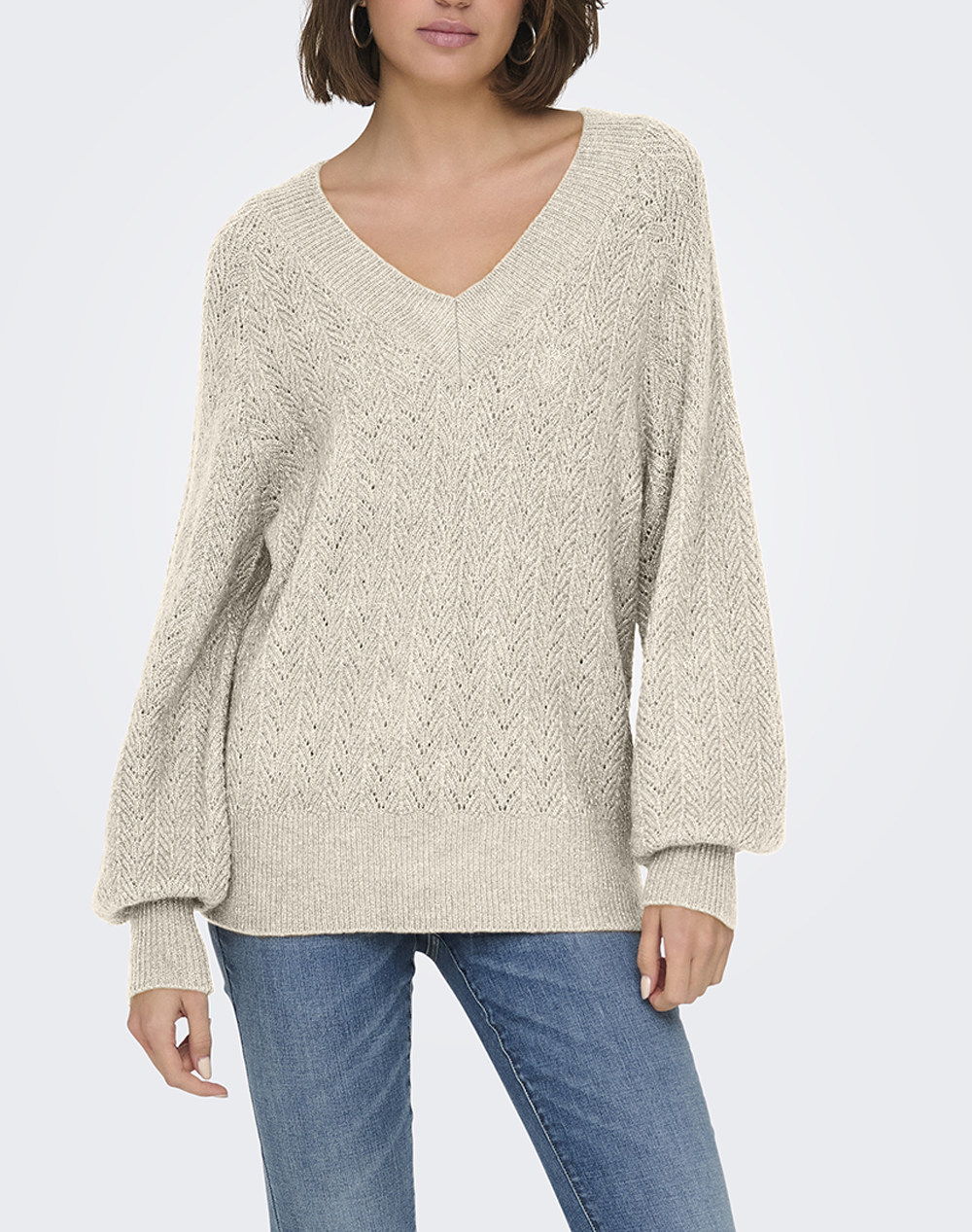 ONLY ONLLUCILLA LS GLITTER V-NECK KNT