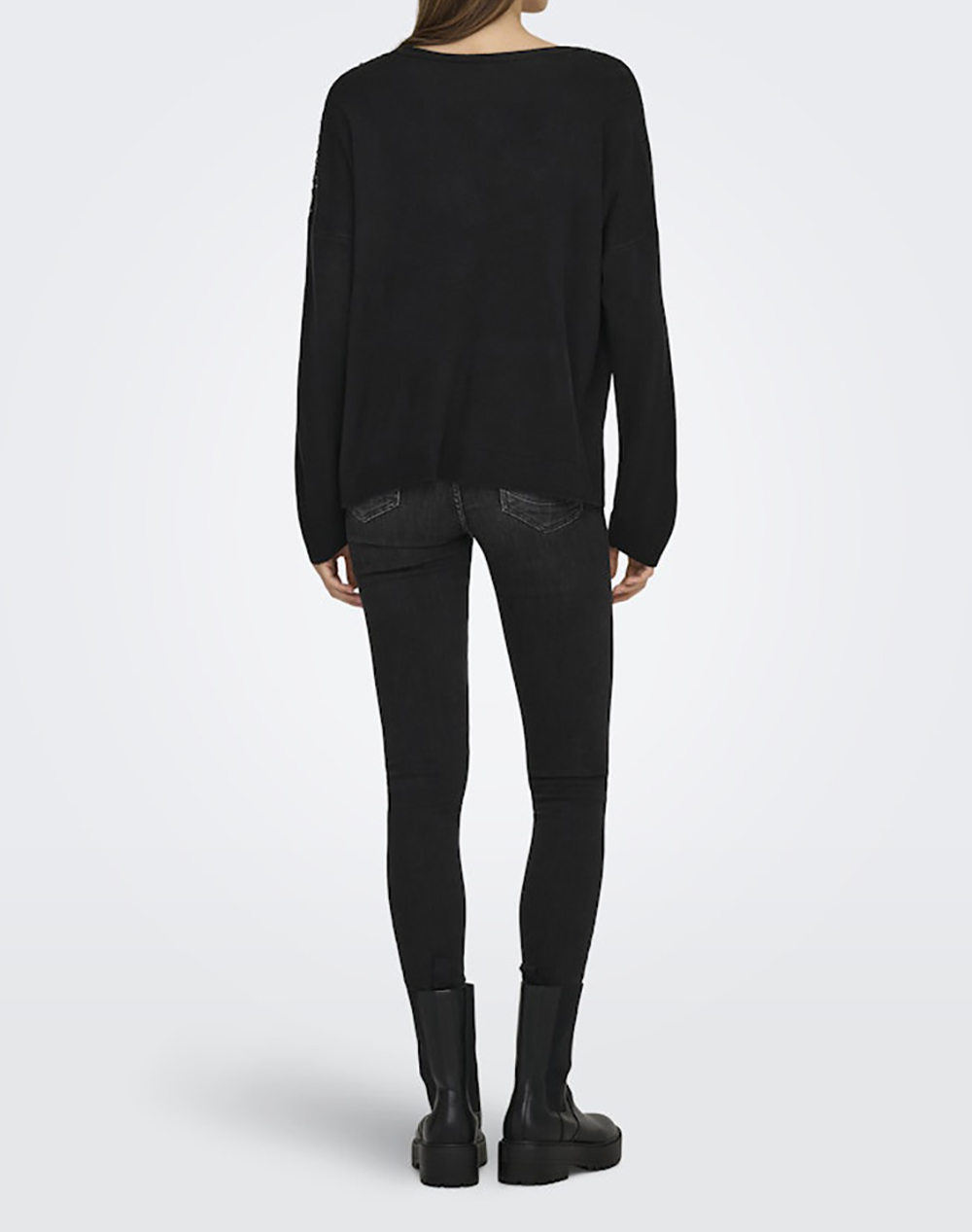 ONLY ONLSTARRY LS SEQUIN BOXY V-NECK KNT