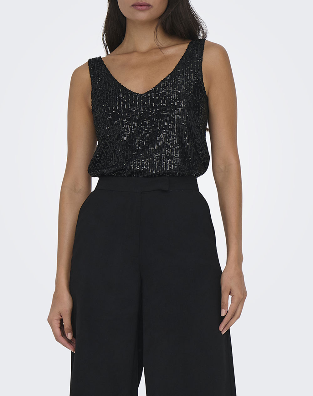 ONLY ONLANA S/L V-NECK SEQUINS TOP JRS
