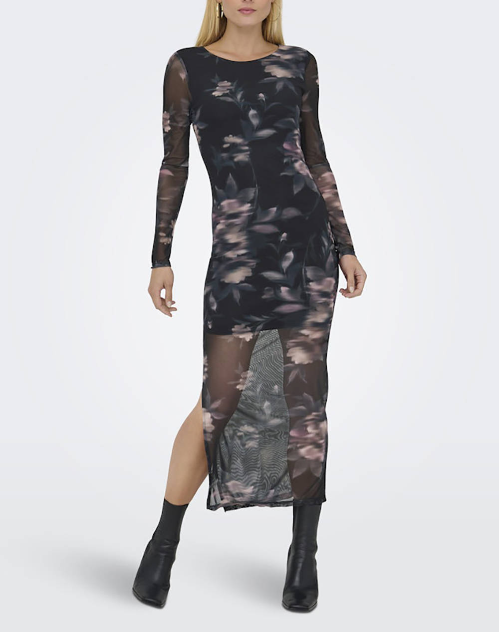 ONLY ONLKAYA LIFE LS MIDI MESH DRESS WVN