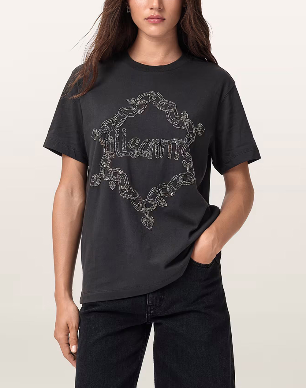 ALL SAINTS DRIP EMB BF TEE