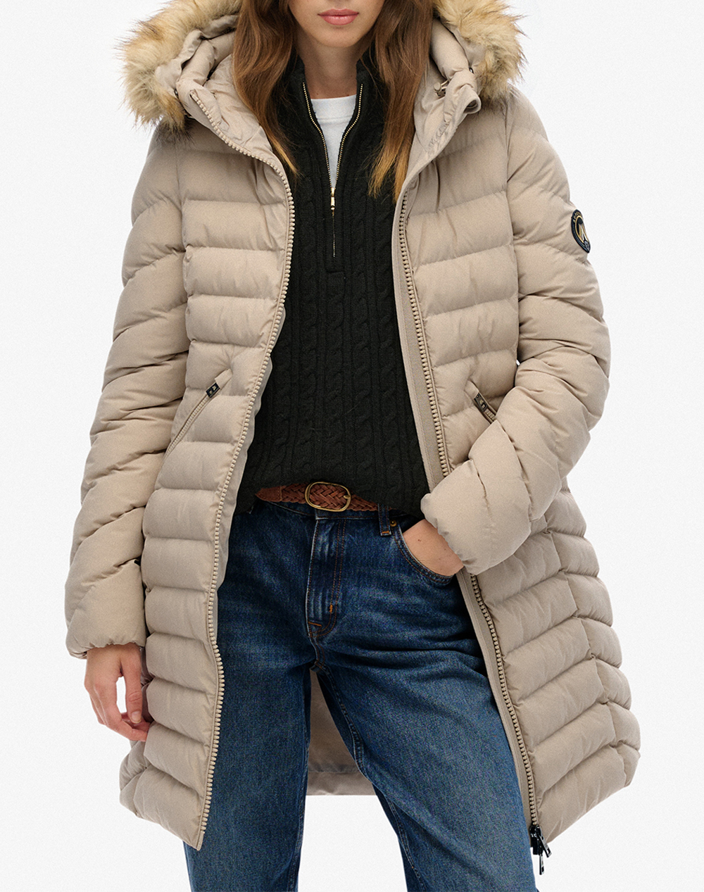 SUPERDRY D2 OVIN FUJI FAUX FUR HOOD MID LENGTH ДАМСКО ЯКЕ