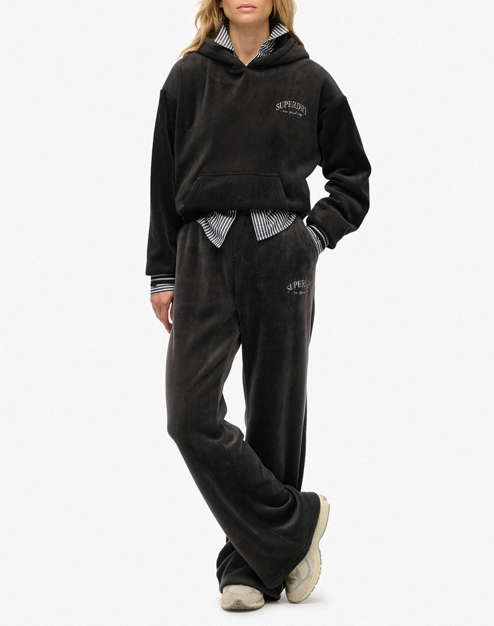 SUPERDRY D2 SDSW COUNTRY CLUB VELOUR RELAX HOOD WOMENS SWEATSHIRT